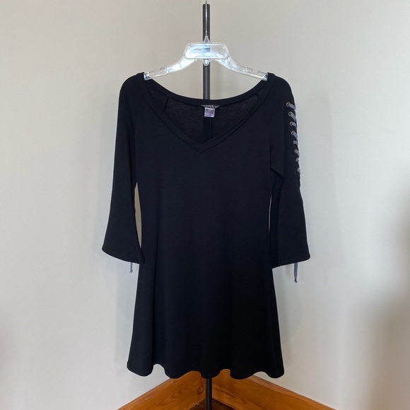 Venus Skater Dress Lace-up Sleeves Black XS - Picture 2 of 9